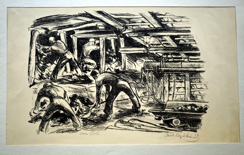 Bergbau zeche lithografie - zeche,,
