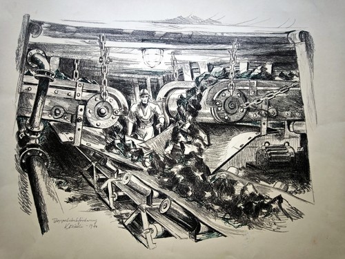 Bergbau zeche lithografie - zeche,,