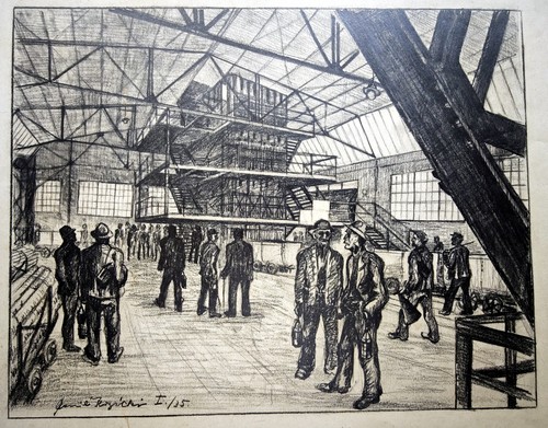 Bergbau zeche lithografie - bergbau,, zeche,